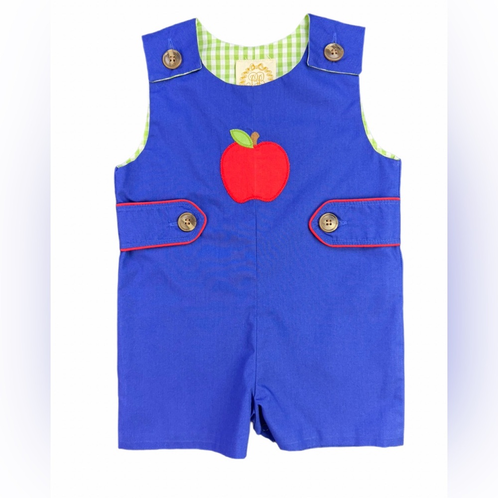 The Beaufort Bonnet Co Baby Boy Apple Appliqué Jon Jon- 12-18M